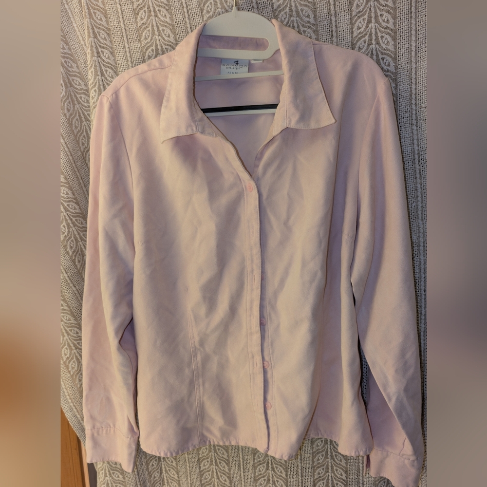 Vintage Velvet Light Pink Button Down Shirt
